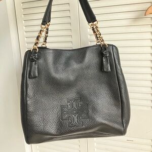 Tory Burch Black Shoulder Bag with Gold Chain Straps